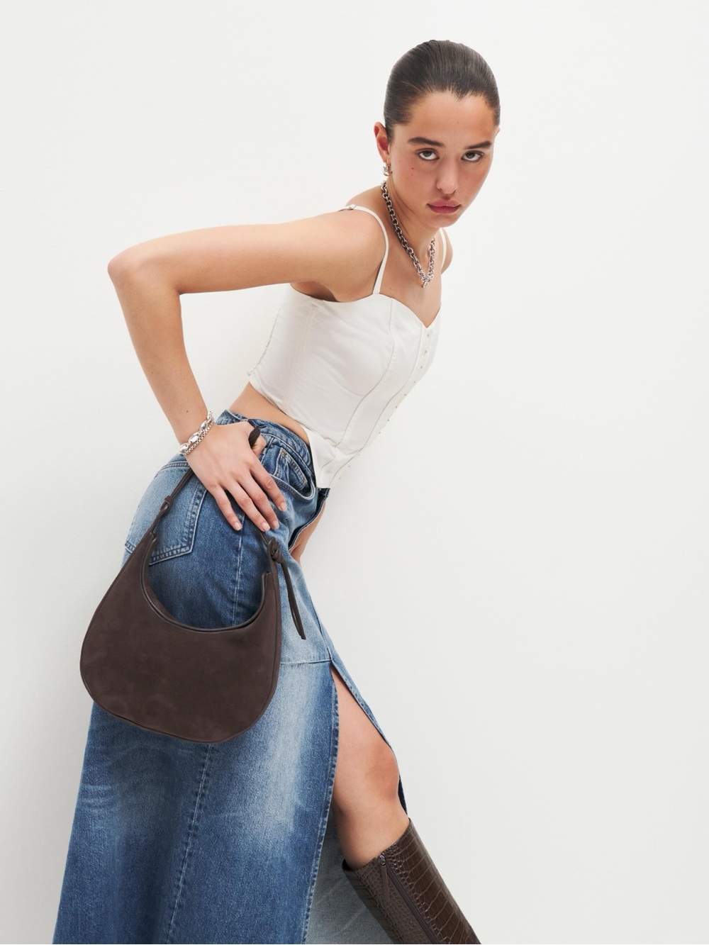 Reformation Rosetta Bag in Boss Suede